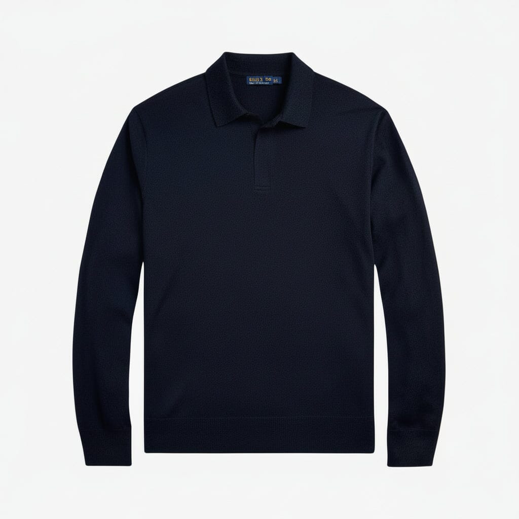 Wollpullover mit Polokragen Edelherr Marineblau S 