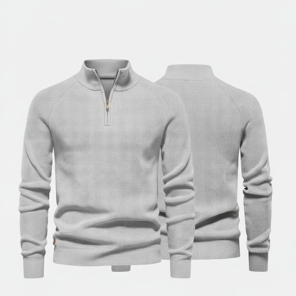 Zopfmuster-Wollstrickpullover Edelherr Grau S 