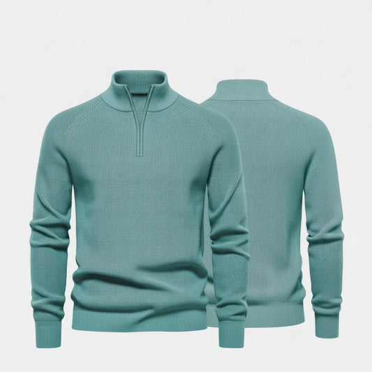 Zopfmuster-Wollstrickpullover Edelherr Grün S 