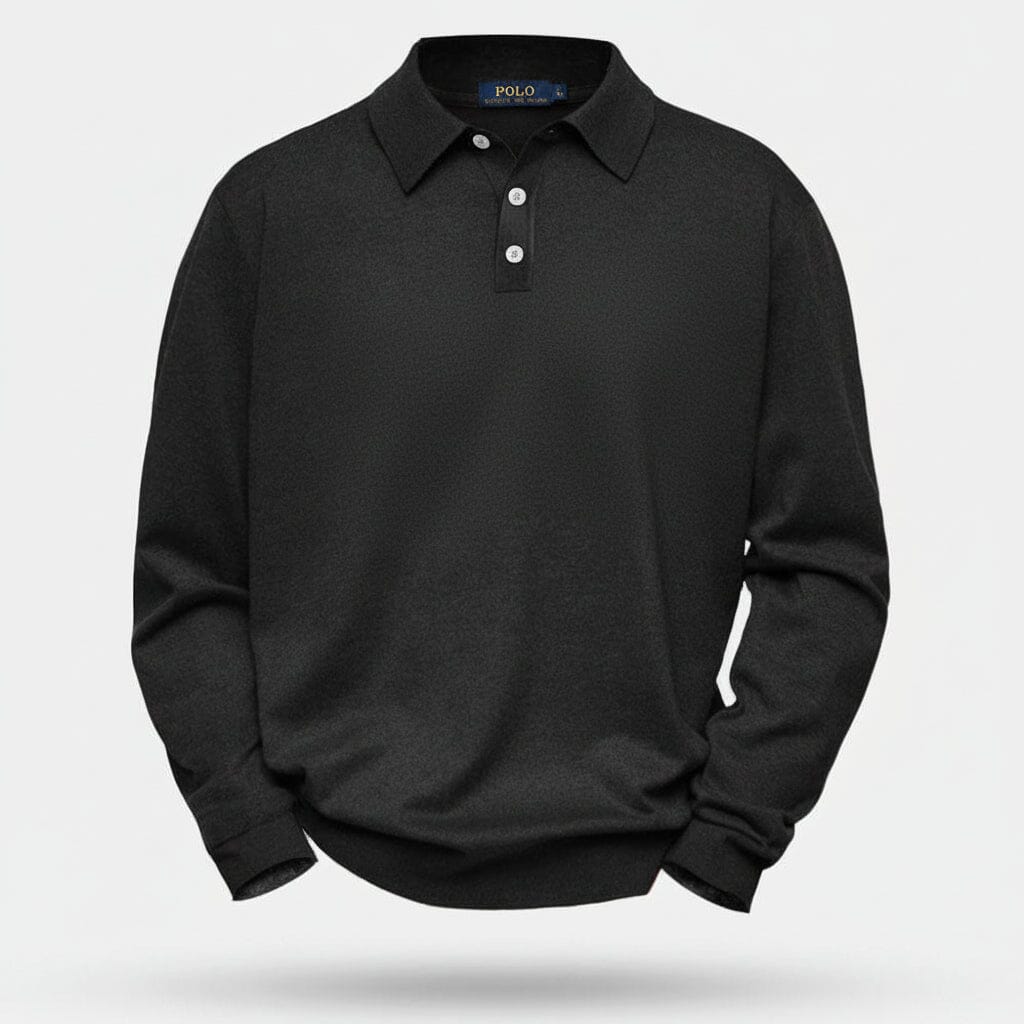 Zopfmuster-Wollstrickpullover Edelherr Schwarz S 