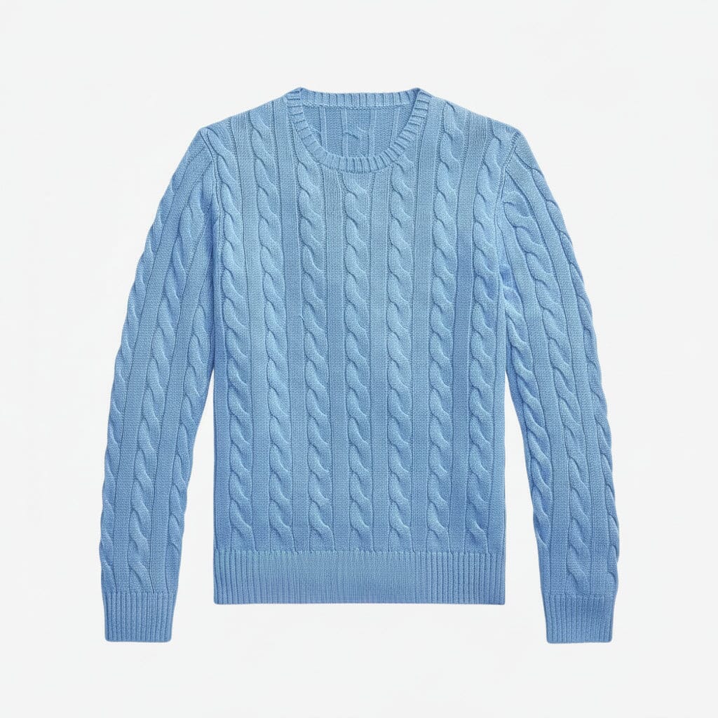 Zopfstrickpullover aus Baumwolle Edelherr Blau S 