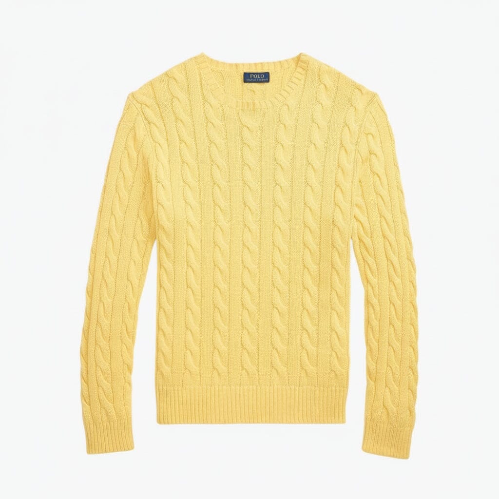 Zopfstrickpullover aus Baumwolle Edelherr Gelb S 