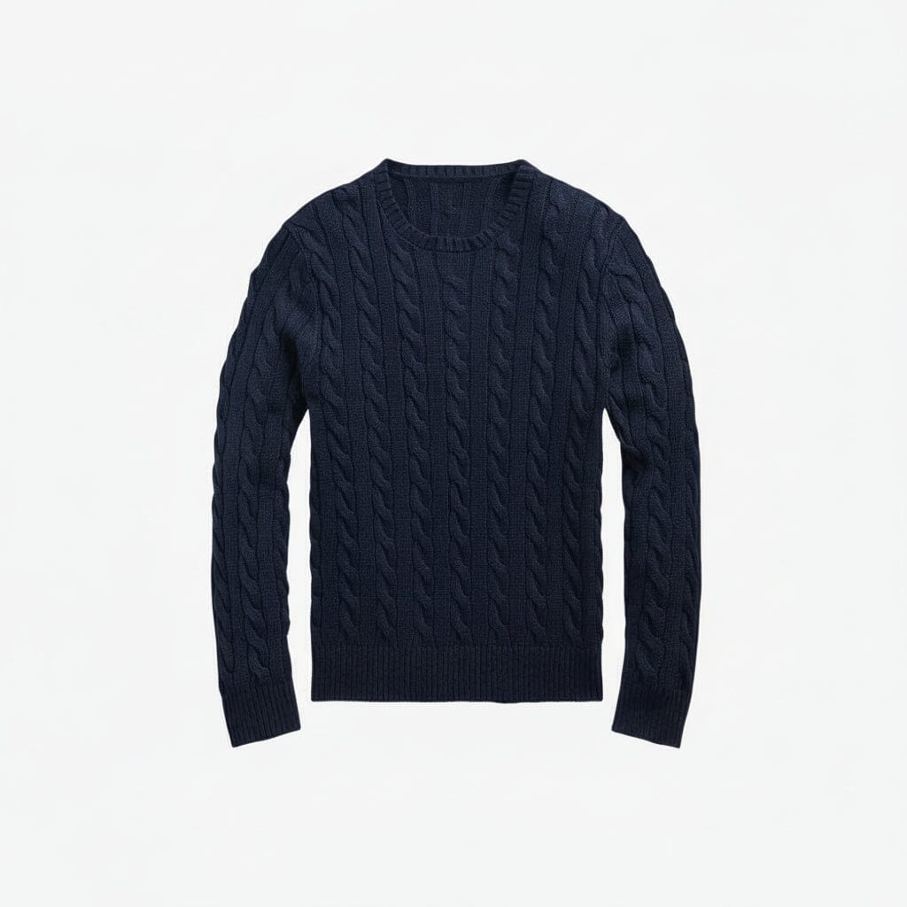 Zopfstrickpullover aus Baumwolle Edelherr Marineblau S 