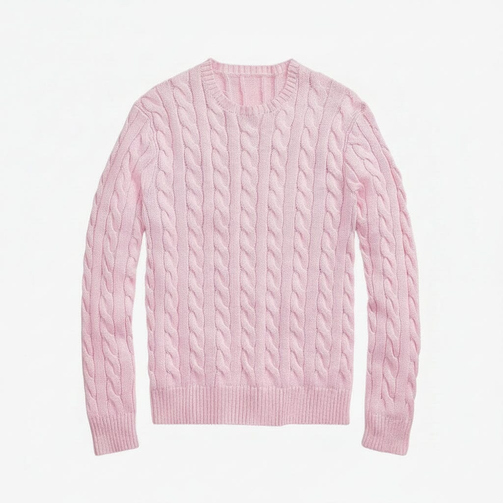 Zopfstrickpullover aus Baumwolle Edelherr Rosa S 