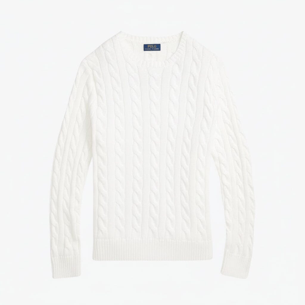 Zopfstrickpullover aus Baumwolle Edelherr Weiß S 